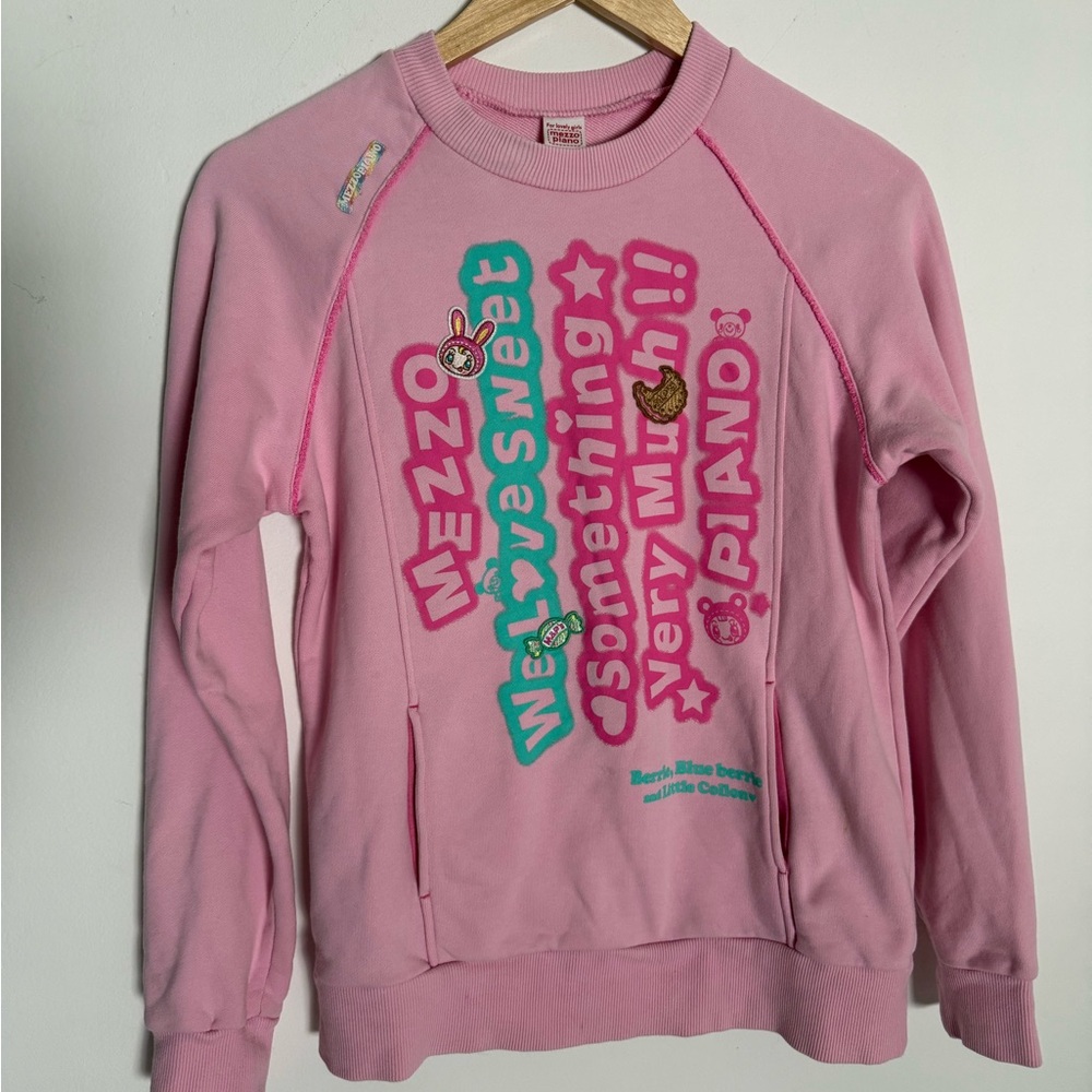 Mezzo Piano Girls Large Long Sleeve Sweatshirt~Pink~Sweet Something~Pockets~EUC